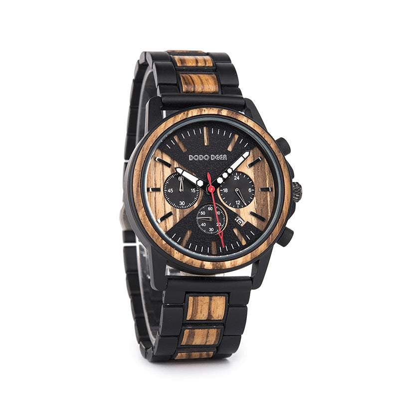 Three-eye six-hand men's watch