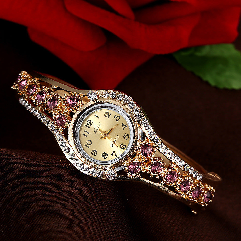 Alloy rhinestone bracelet watch