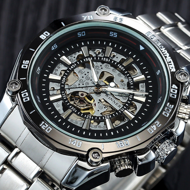 Hollow automatic mechanical watch