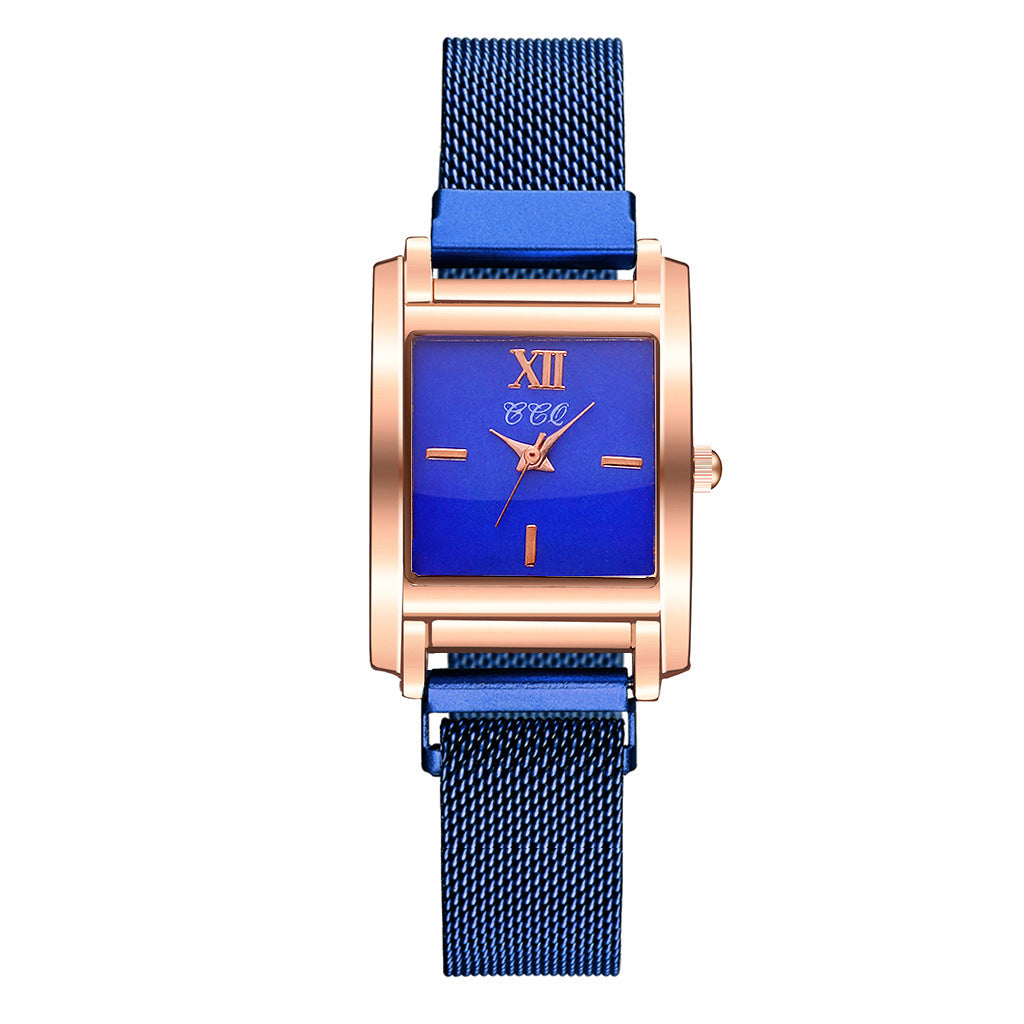 Creative rose gold square dial all-match watch