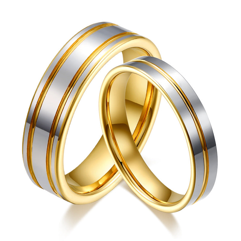 Tungsten Gold Men's And Women's Ring Pair 18K