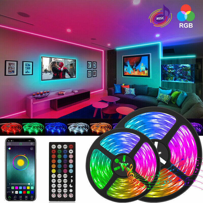 BRAND NEW 5050 RGB LED Strip Bluetooth Remote Lights TV Back Lights For Bar Room