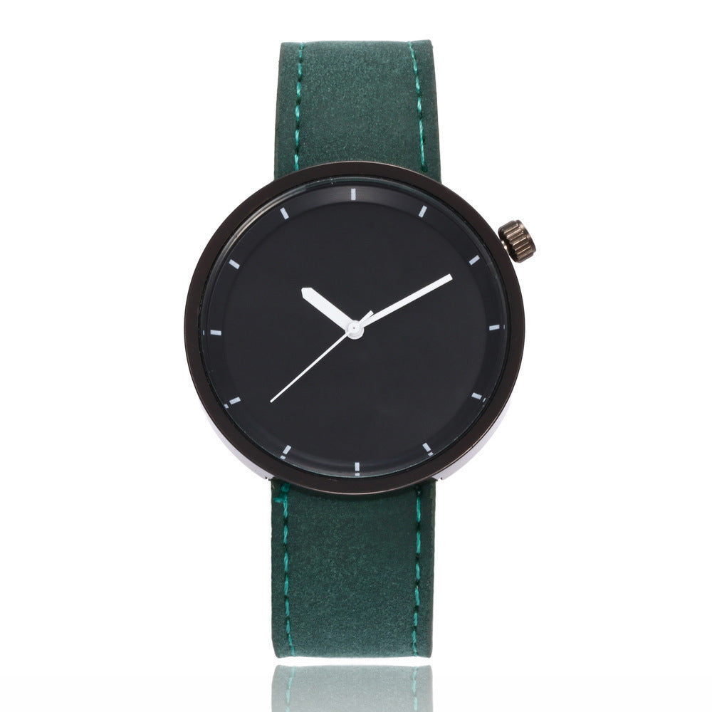 Simple Personality Black Shell White Needle Quartz Leisure Watch