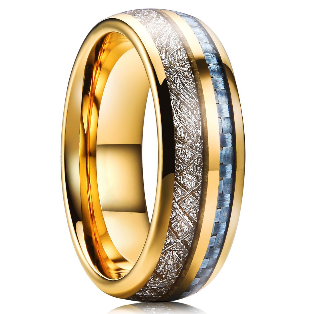 Stainless Steel Inlaid Silver Foil Carbon Fiber Men's Domineering Fashion Ring