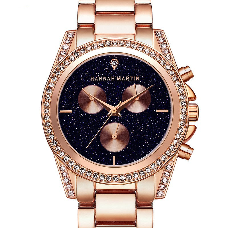 Ladies Rose Gold Fashion Diamond Watch Waterproof Quartz