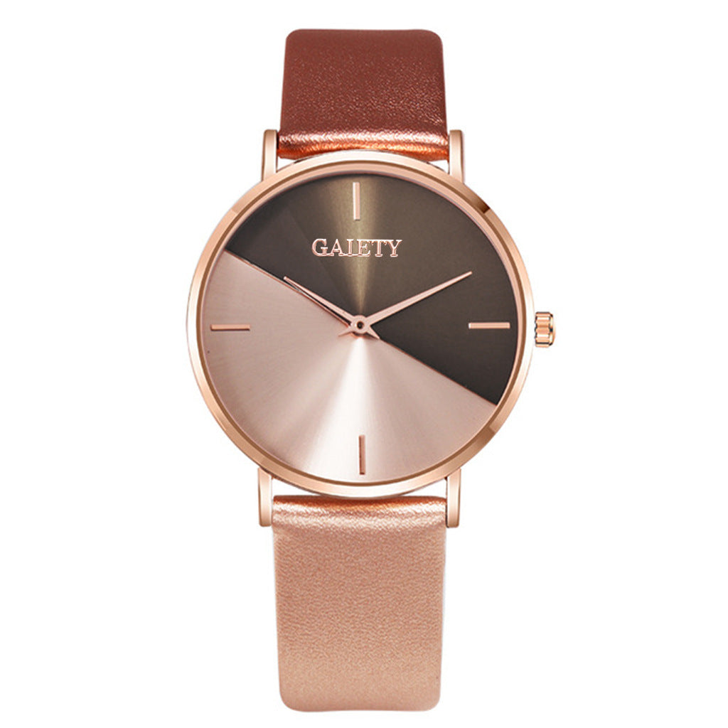 Ladies Two-color Simple Belt Watch Gift Student Versatile Personality Quartz Watch