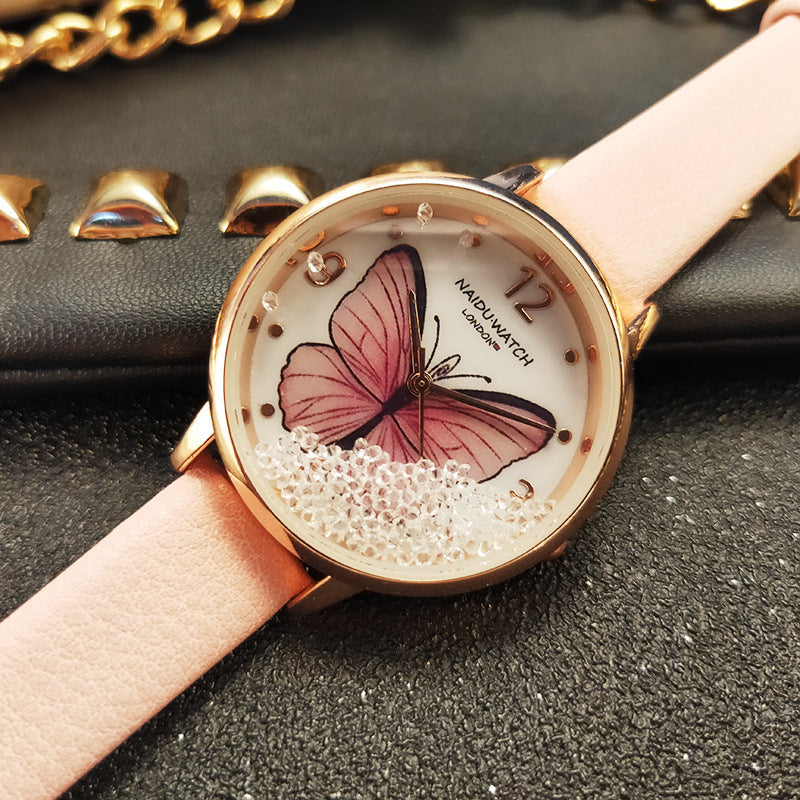 Creative Quicksand Dial Butterfly Lady Watch