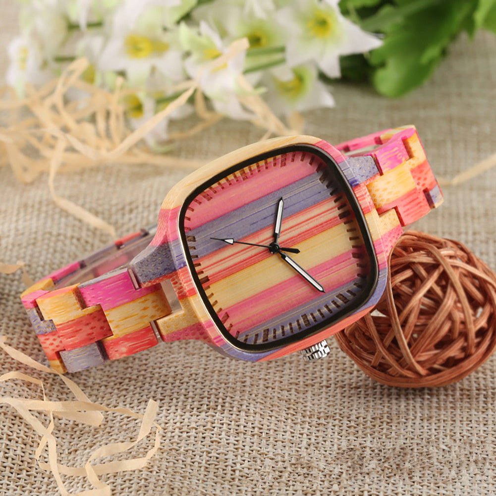 Fashion color bamboo wooden watch