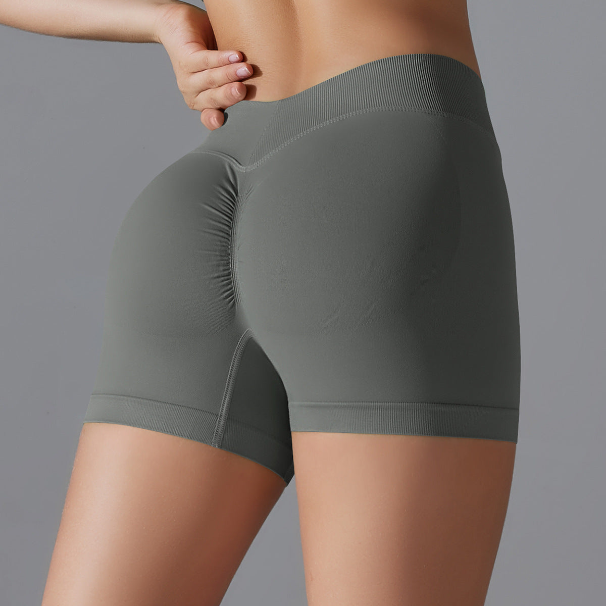 High Waist Knit Hip Raise Fitness Pants Tight Yoga Shorts