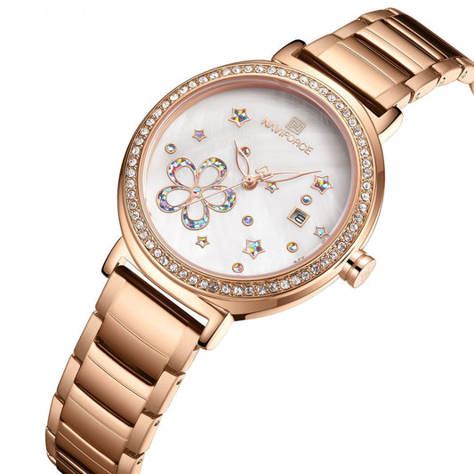 Steel Belt Flower Lady Stainless Steel Quartz Watch