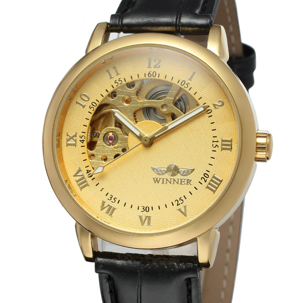 Golden stylish roman numeral watch