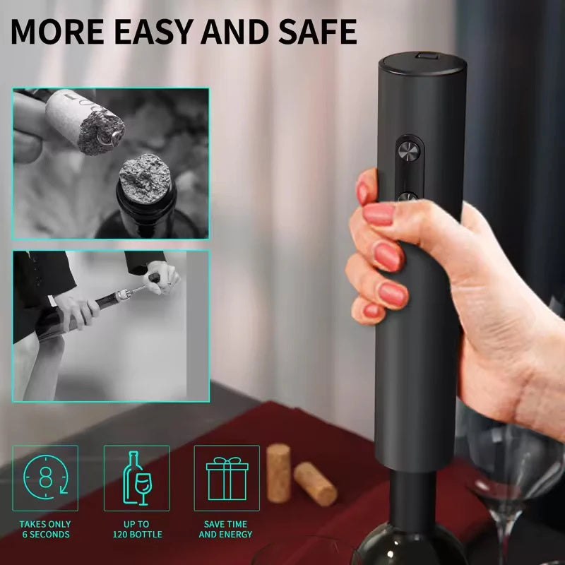 Electric Wine Opener Set Automatic Wine Opener Spiral Corkscrew Battery Powered One-click Button Can Opener For Home Party Bar