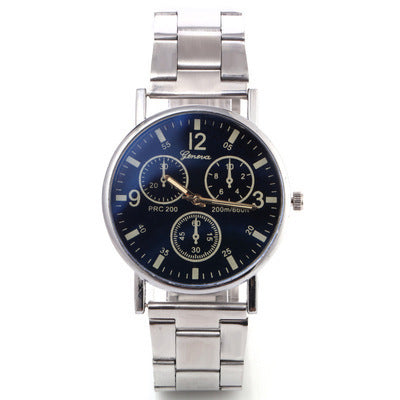 Blu-ray Glass Steel Band Men's Watch