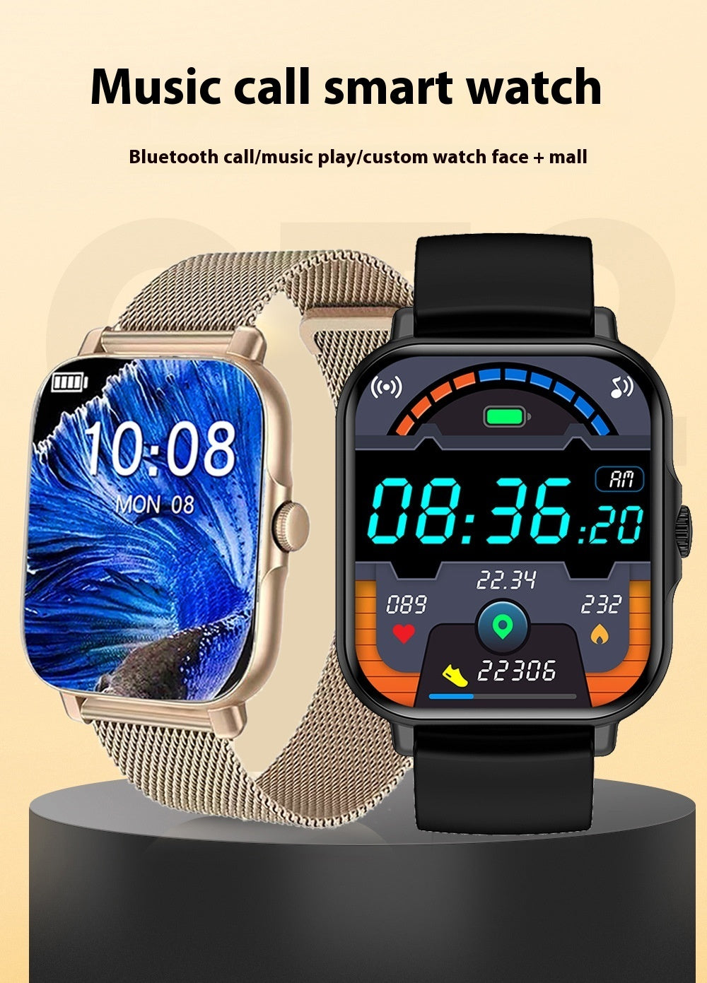 Bluetooth-compatible Calling Smart Watch Message Reminder Sports Heart Rate Sleep Monitoring