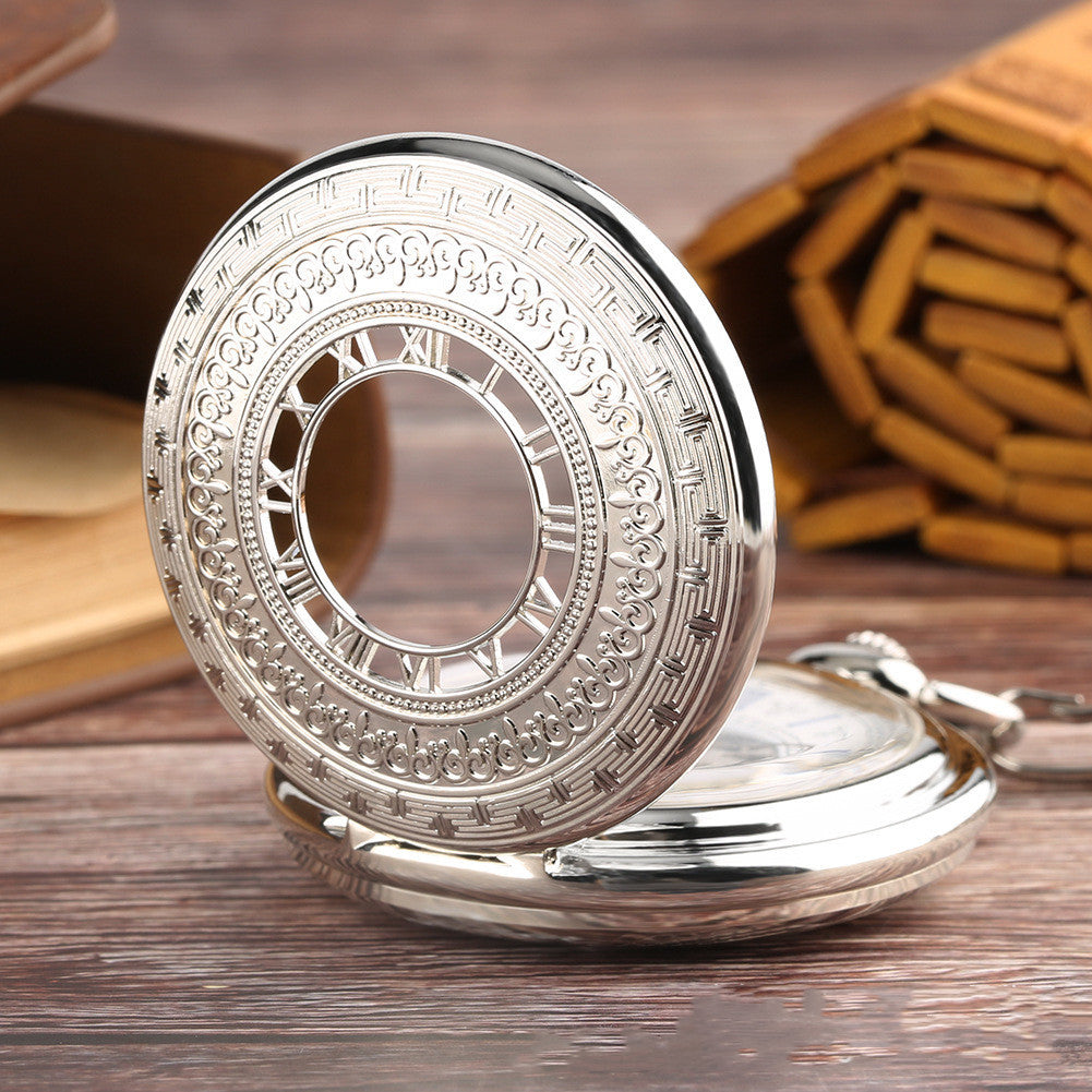 Carved Hollow Digital Mechanical Pocket Watch