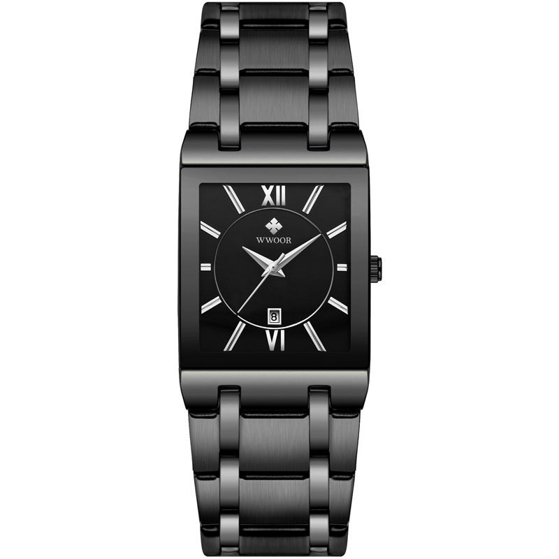 Automatic Non-mechanical Square Men's Steel Band Quartz Watch