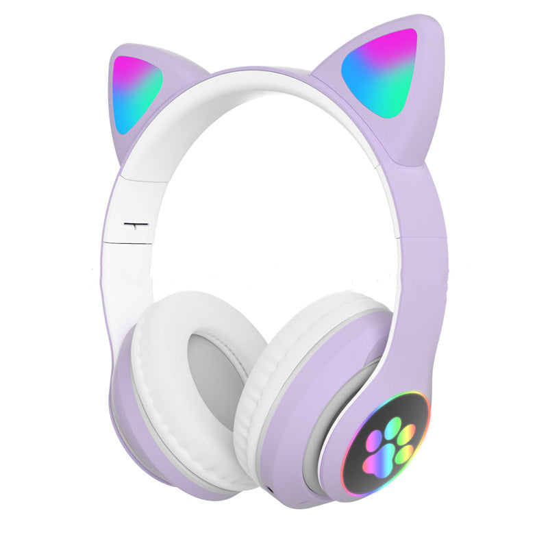 Cat ears head-mounted girl style glowing gaming headset