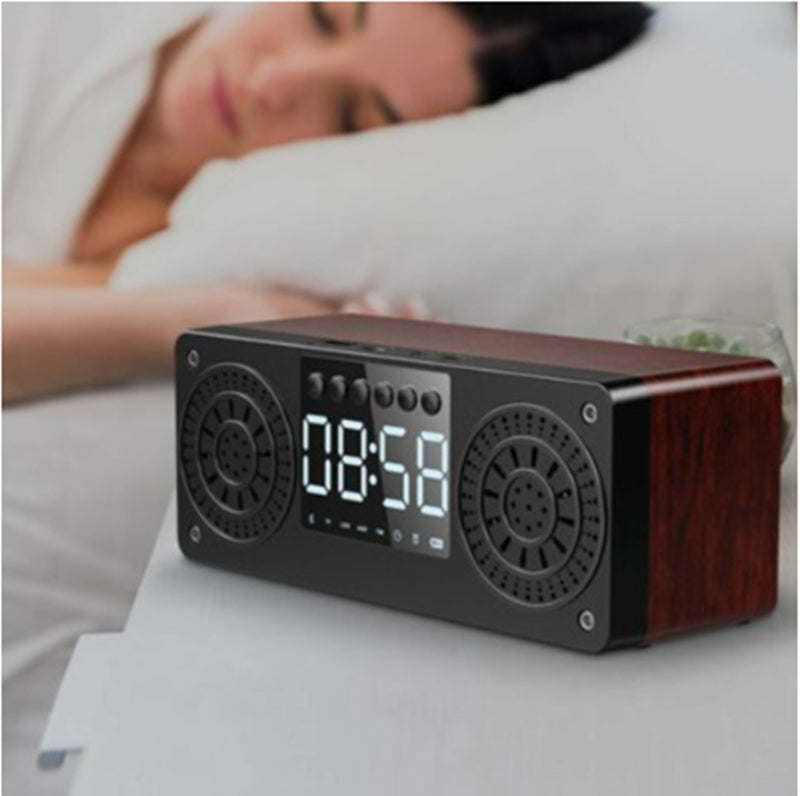 Wooden Clock Bluetooth Speaker Retro Subwoofer