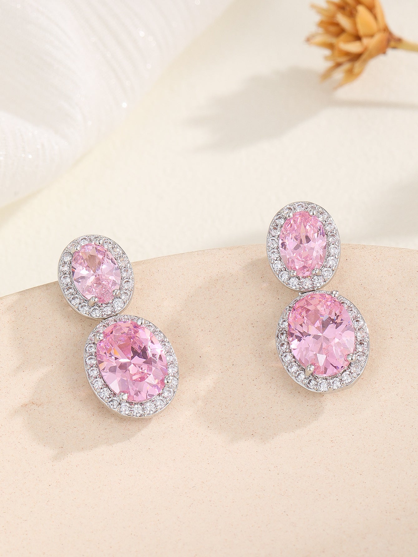 Oval Color Zircon SATINE Popular Fashion Earrings Advanced