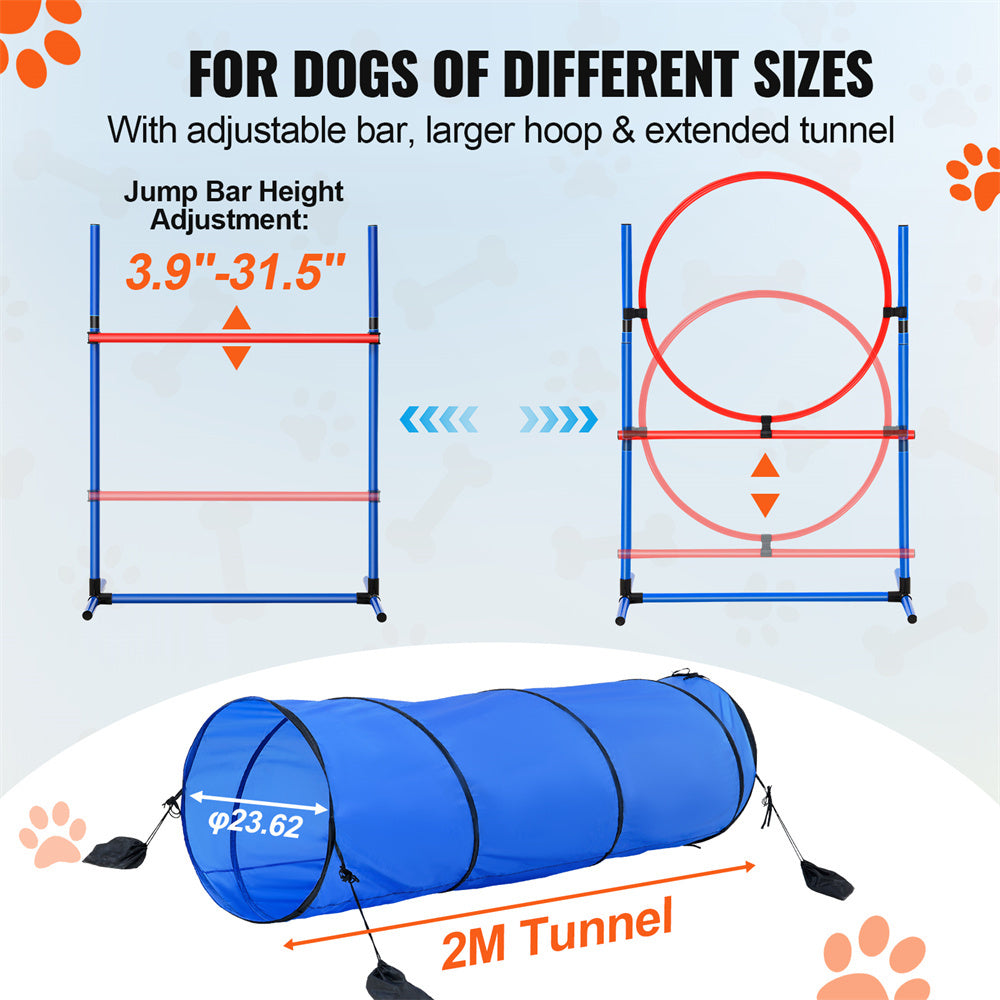 VEVOR Dog Agility Training Equipment 5 PCS Set With Hurdles Tunnel Jum-p Ring