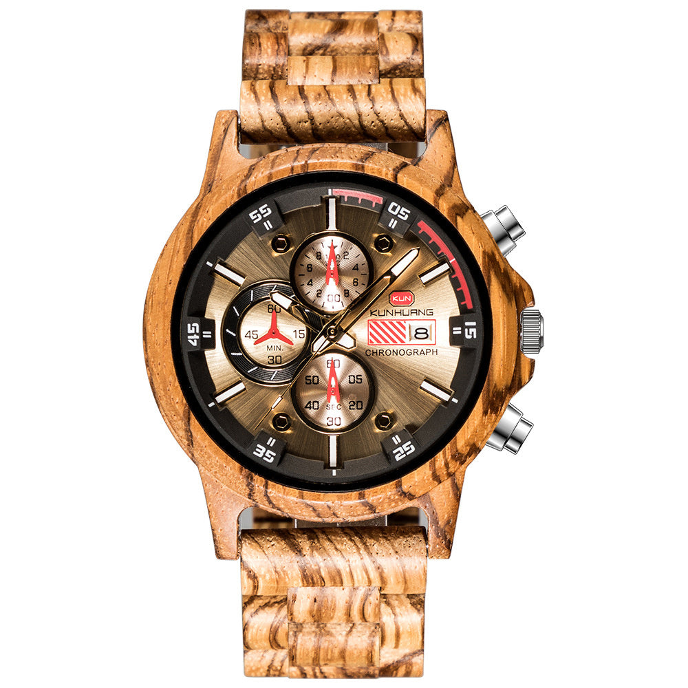 Wooden Men's Multifunction Watch