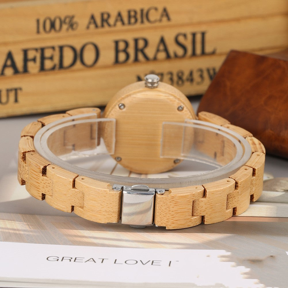 New women's all bamboo and wood watch