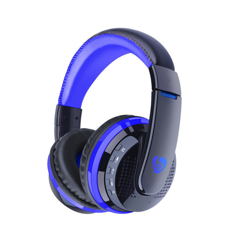 Head-mounted wireless blue headset teeth