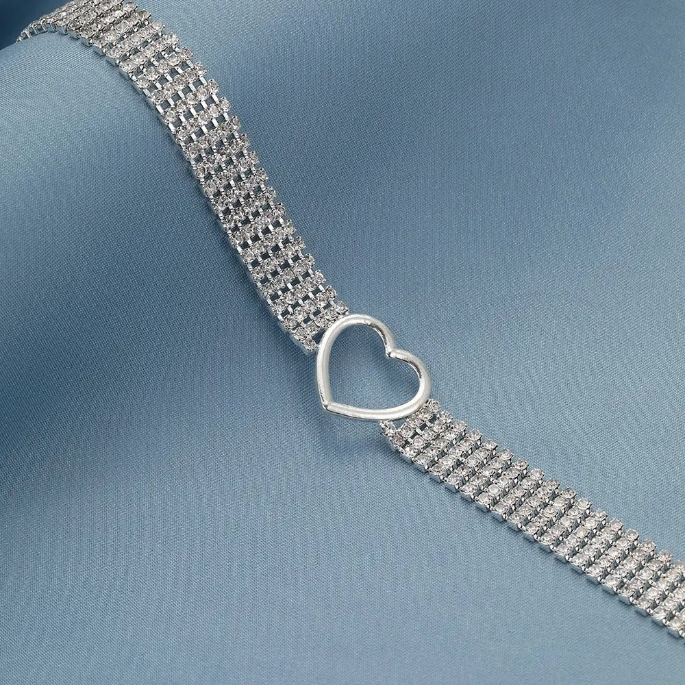 Women's Fashion Simple Rhinestone Heart-shaped Necklace