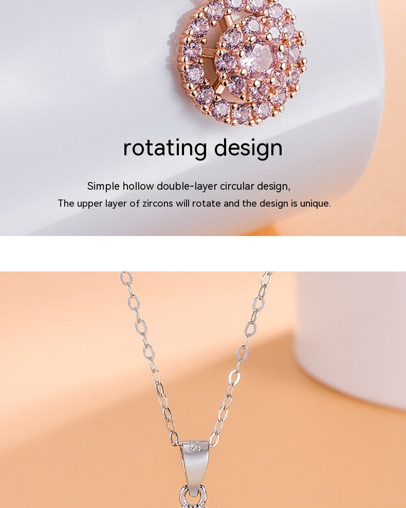 Sterling Silver Rotating Necklace Simple Graceful Affordable Luxury Sense Niche Original Design Clavicle Chain