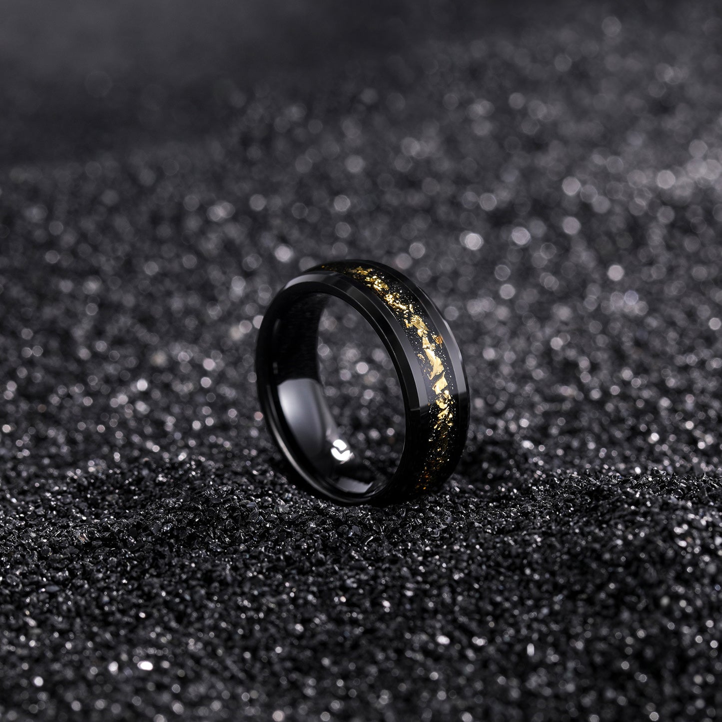 Wide Face 8mm Black Unisex Tungsten Ring