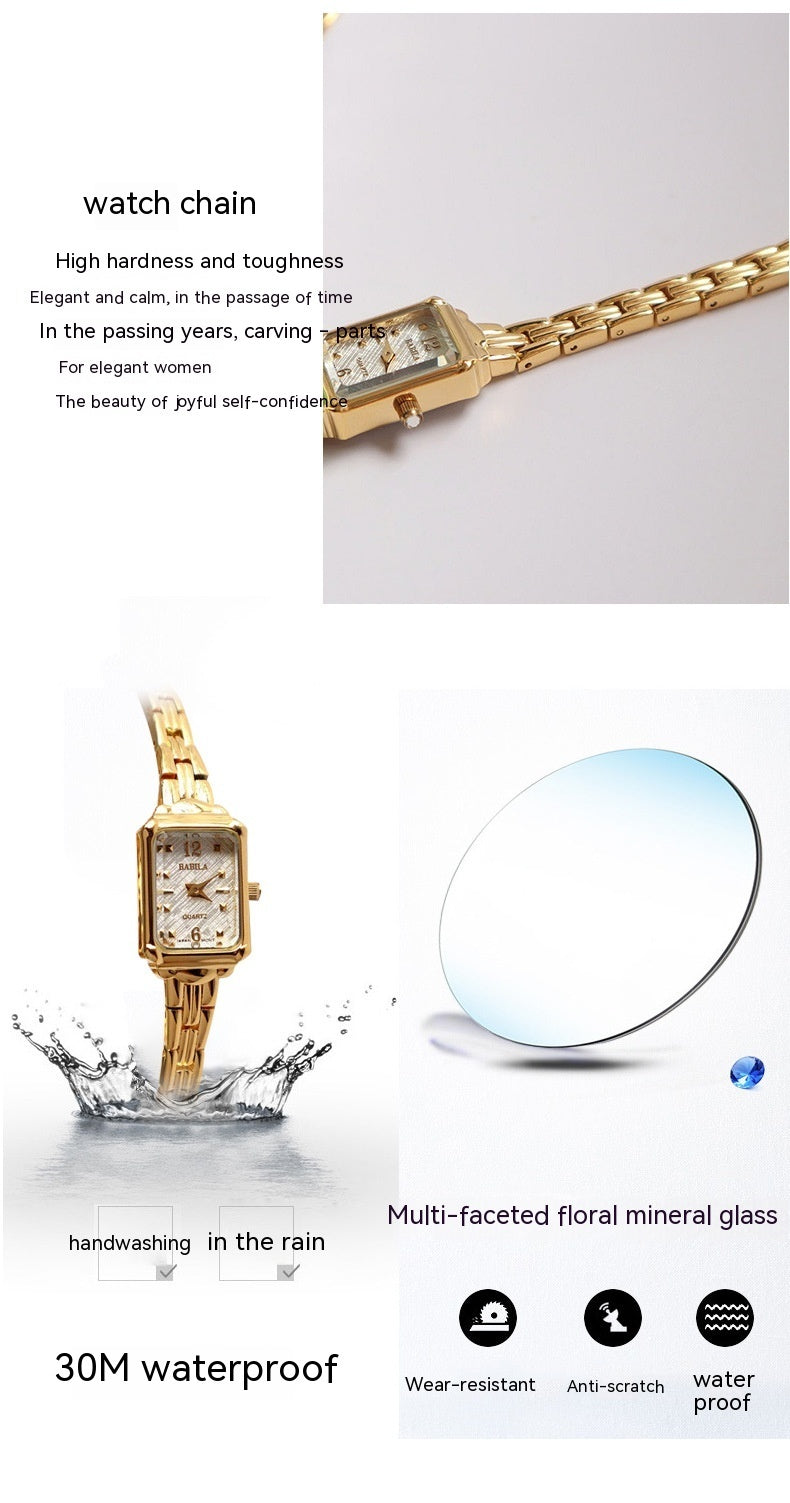 Temperament Copper Plating 18K Gold Fashion Casual Internet Celebrity Women's Square Watch