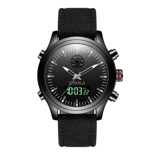 Waterproof luminous dual display electronic watch