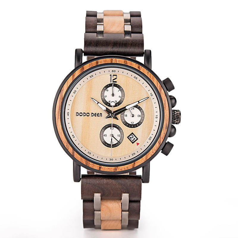 Multifunctional men's wooden watch