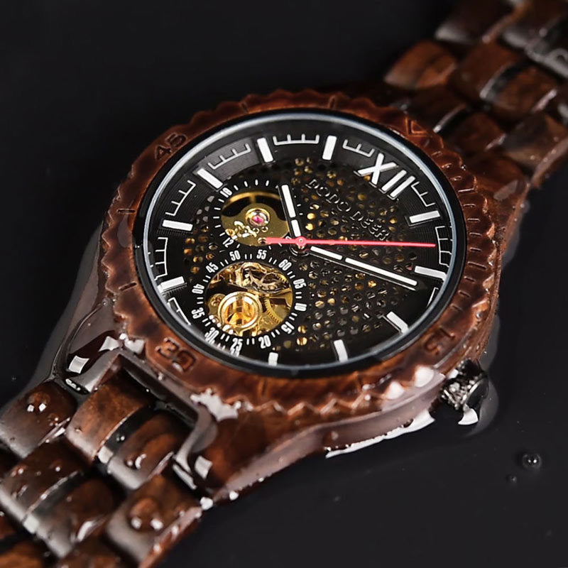 Mechanical wood men's watch