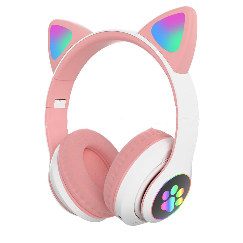 Cat ears head-mounted girl style glowing gaming headset