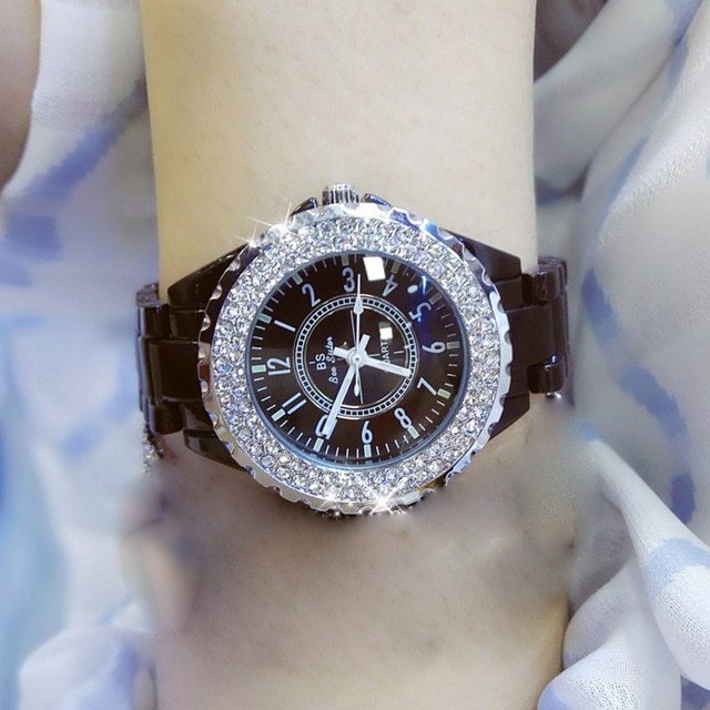 Crystal Ladies White Ceramic Ladies Watch Quartz Fashion