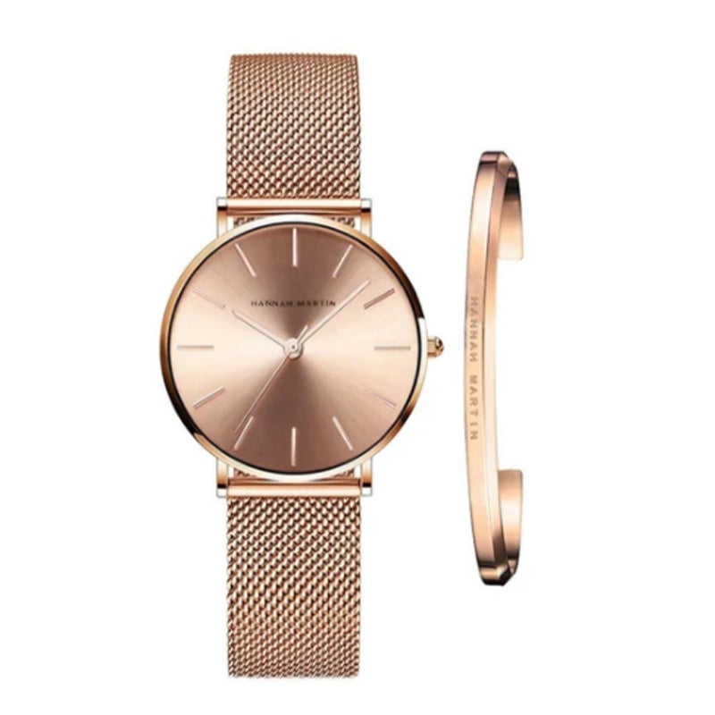 Woven Mesh Belt Waterproof Quartz Watch