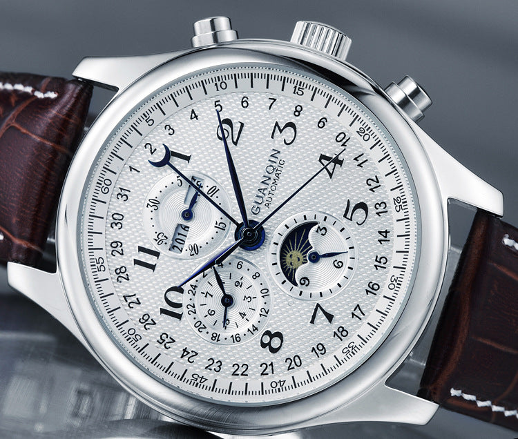 Men's Perpetual Calendar Leather Men's Watch