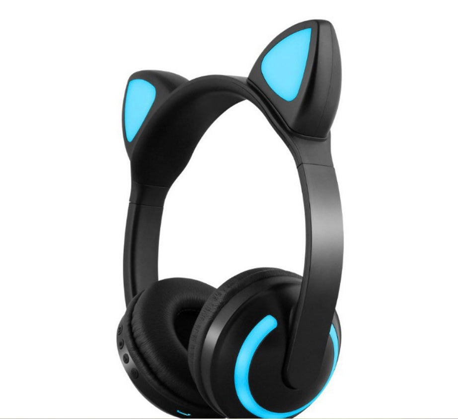 Hot Explosive Headphones Wireless Bluetooth Cat Ears Headphones Noise Reduction Live Breathing Lights Glare