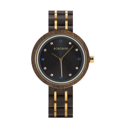 BOBO BIRD gold and wood watch between stars