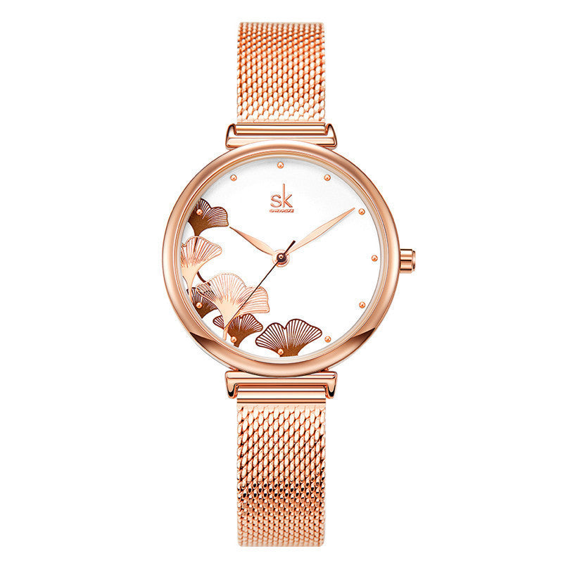 Ginkgo leaf pattern female watch