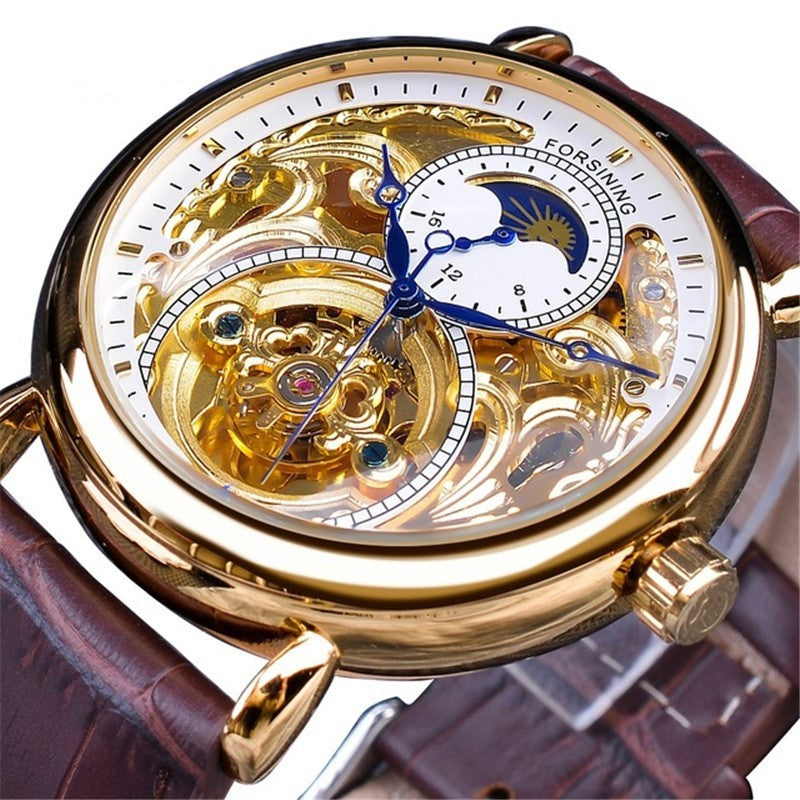 Carved hollow automatic mechanical watch