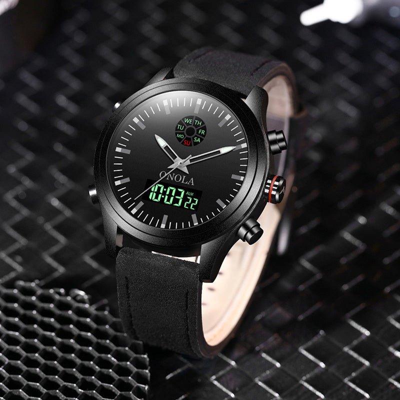 Waterproof luminous dual display electronic watch