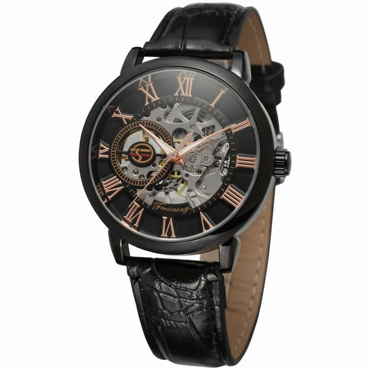 Hollow men's semi-automatic mechanical watch