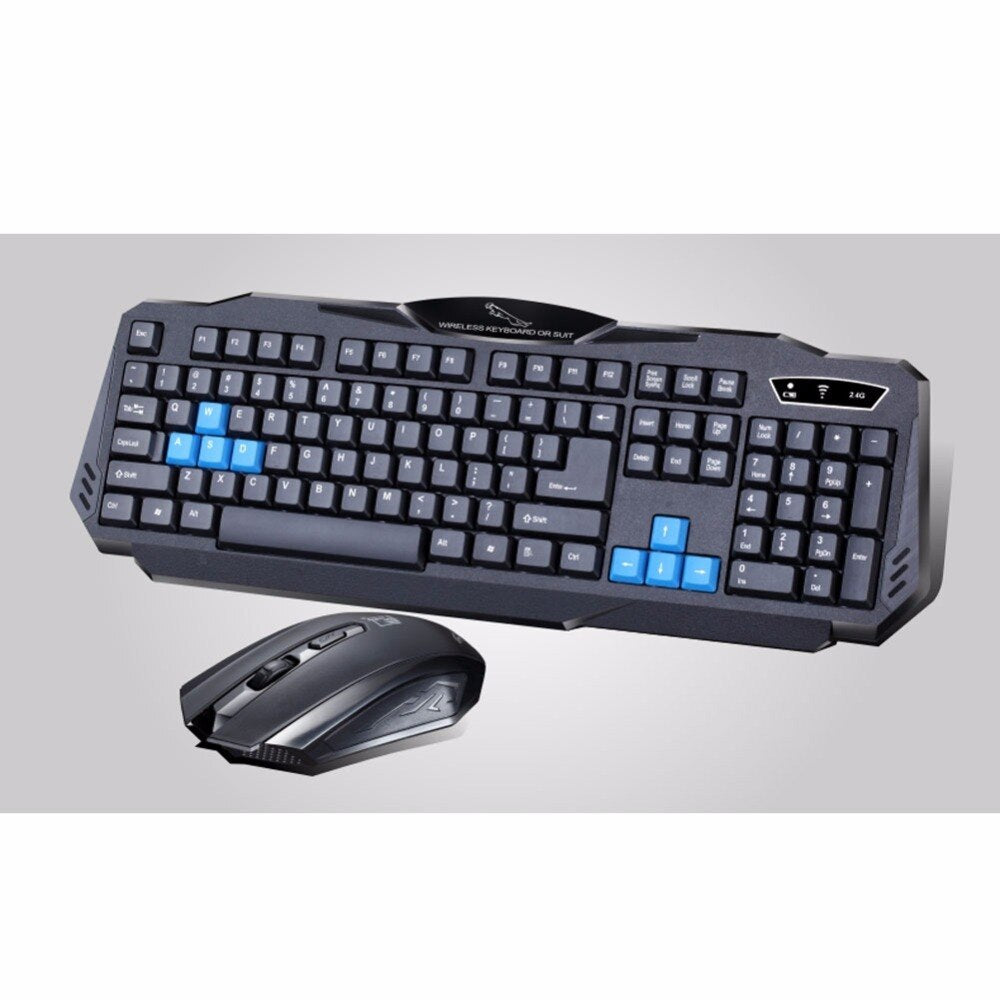 1 Set Of Durable Fashion Colorful Ergonomical Designed Wireless Black Keyboard Mouse Combos For Office & Home Computer Game