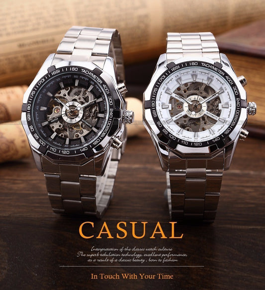 Luminous semi-automatic mechanical watch