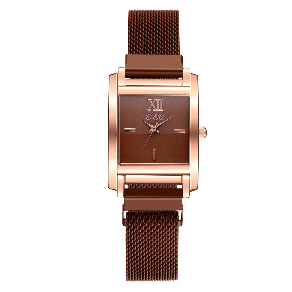 Creative rose gold square dial all-match watch