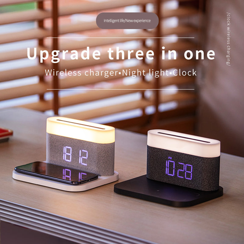 Wireless Charger Desktop Clock Night Light Table Lamp