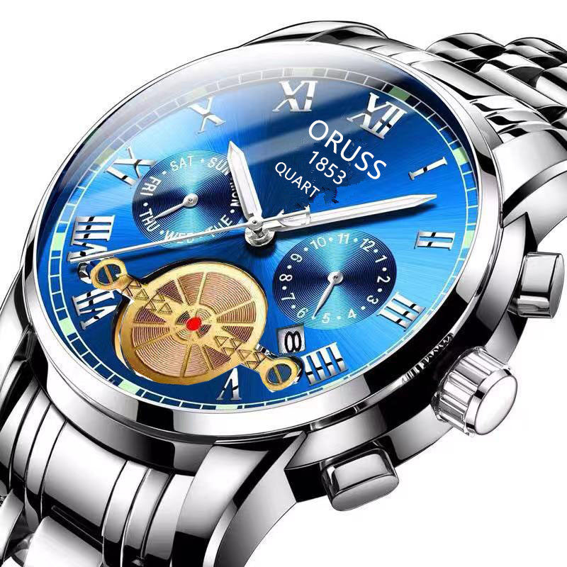 Automatic Movement Luminous Movement Waterproof Quartz Watch Round Pointer Glass Calendar Domestic Mechanical Watch Men's