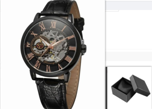 Hollow men's semi-automatic mechanical watch